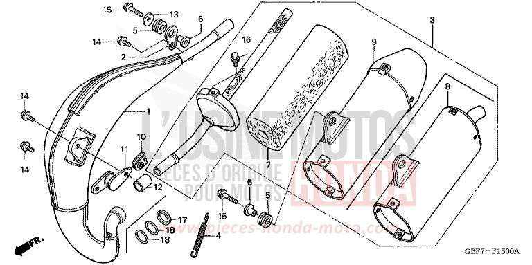 CHAMBRE D'EXPANSION de CR85R "Grandes Roues" EXPLOSION RED (R254) 2003